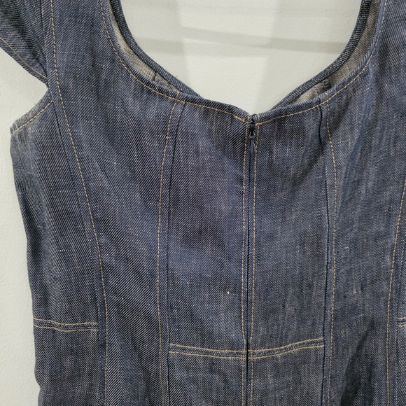 Talbots Linen Chambray Dress Size 2 Petite Blue Sundress Summer Mini - Picture 5 of 11